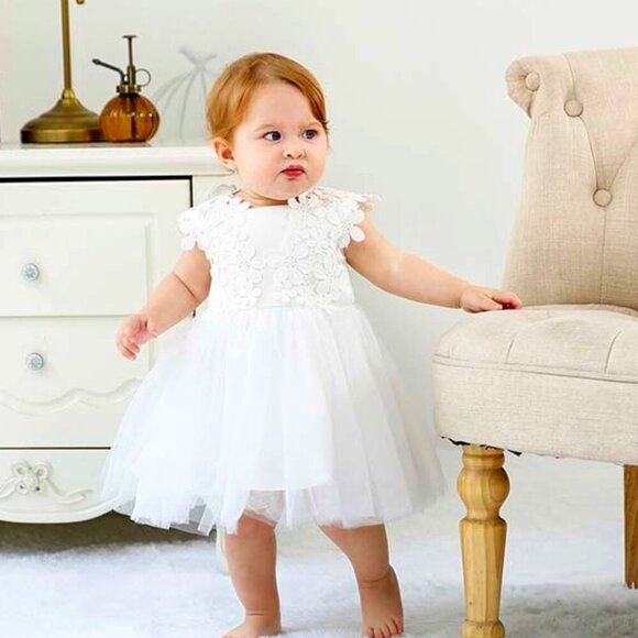 Baby Girls Dress Christening Baptism Party Formal Dresses（3M~6M) - Picture 1 of 9
